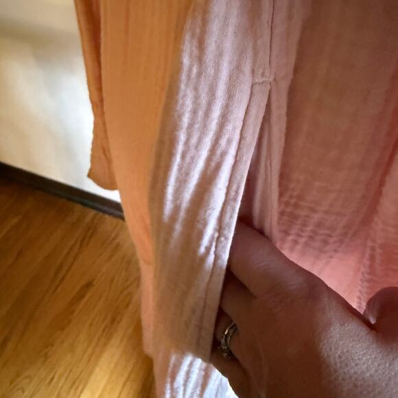 XIRENA | Opal Pink Double Gauze Long Sleeve Midi Dress Extra Small - Picture 4 of 8